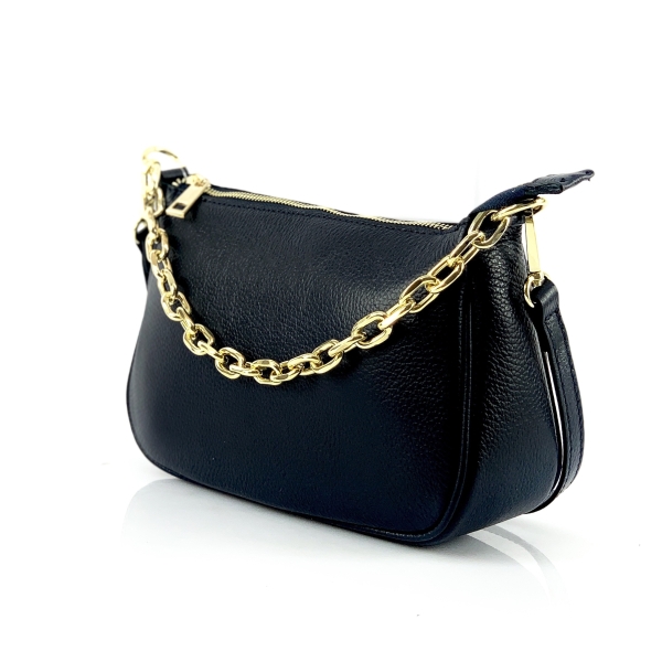 Small handbag made of Italian genuine leather in black