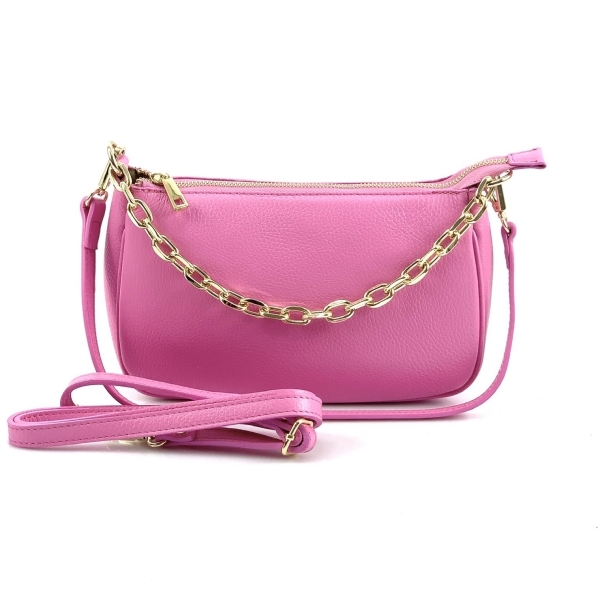 Small handbag made of Italian genuine leather in pink