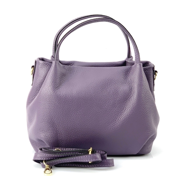 Handbag made of natural leather in purple