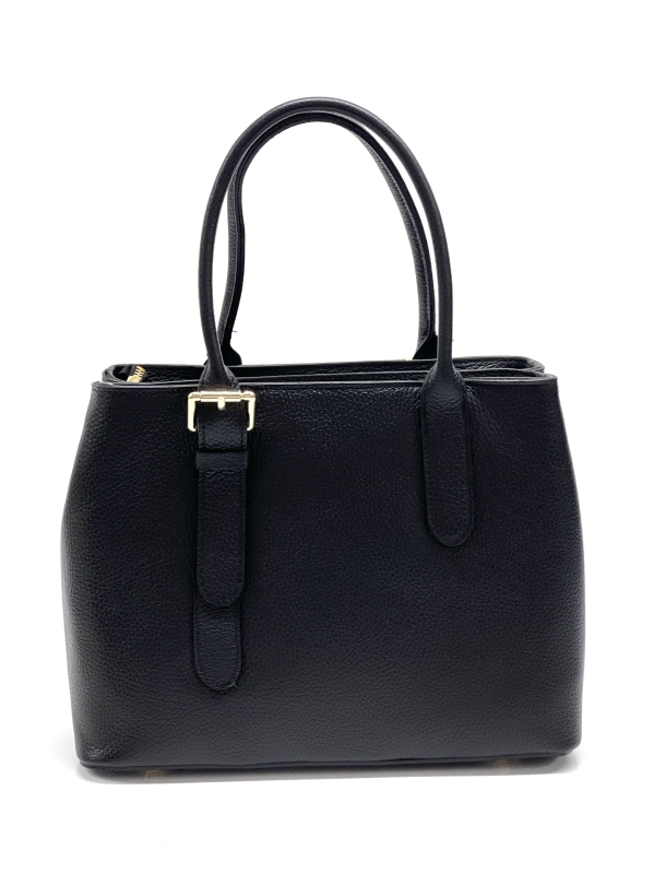 Handbag made of natural leather in black