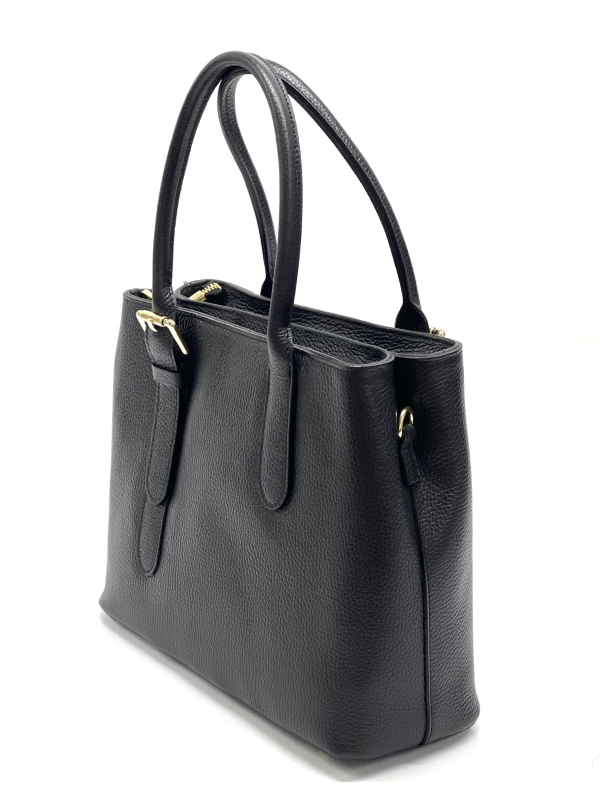 Handbag made of natural leather in black