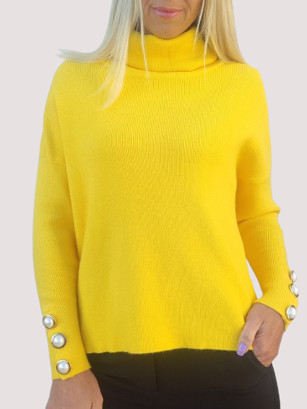 Women's blouse with polo collar in yellow