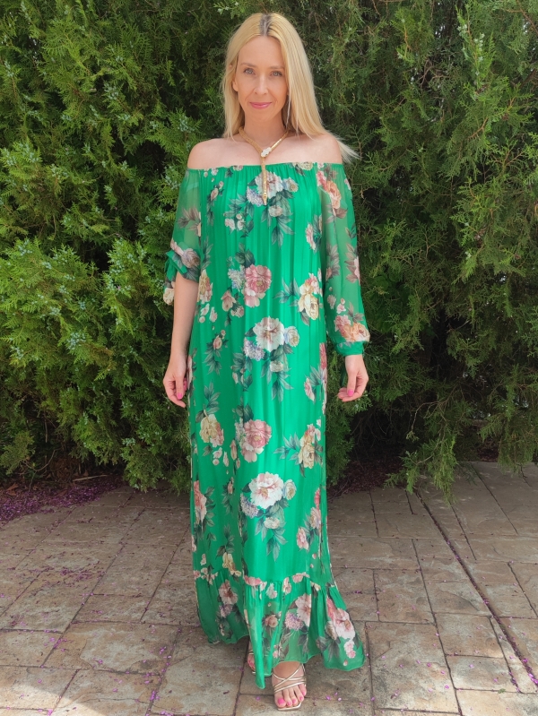  Women's silk dress in green