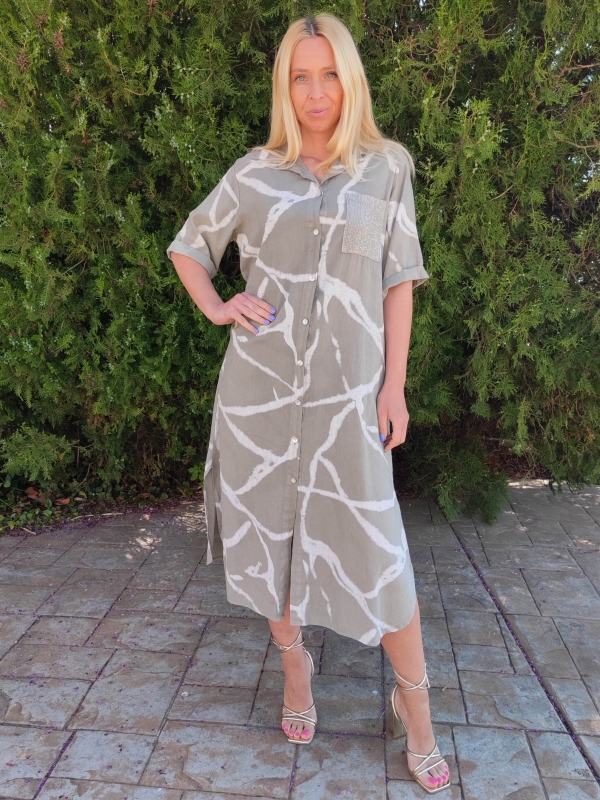 Linen dress in beige 