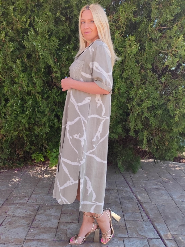 Linen dress in beige 