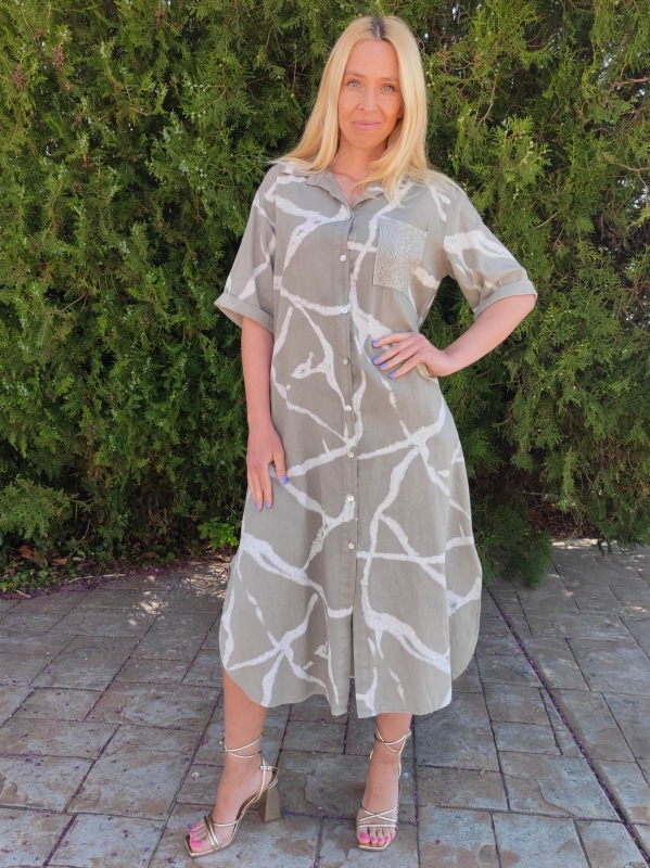 Linen dress in beige 