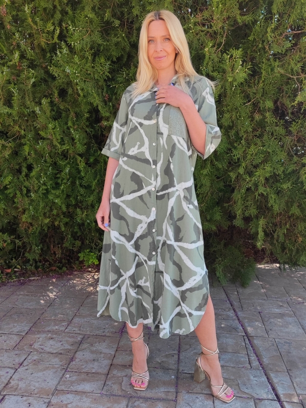 Linen dress in green 