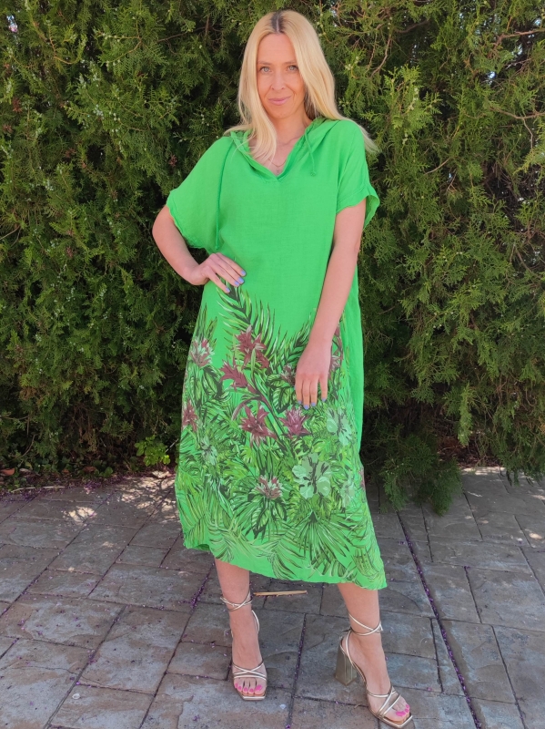 Linen dress in green 
