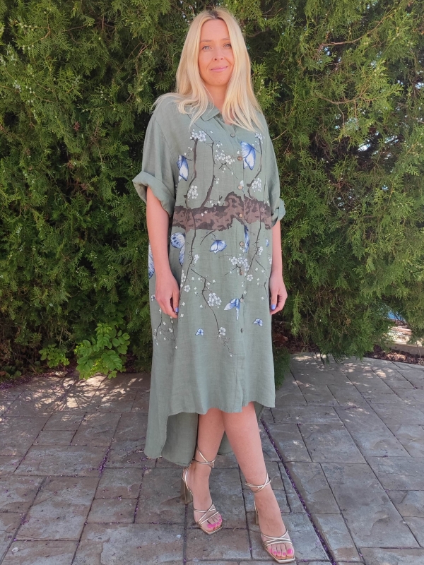 Linen dress in haki