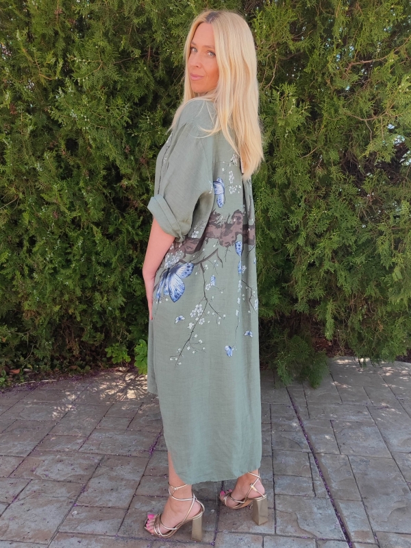 Linen dress in haki