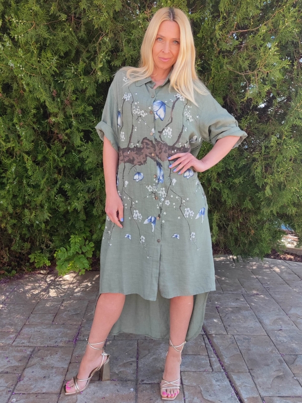 Linen dress in haki