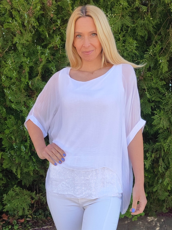  Women's silk blouse in white