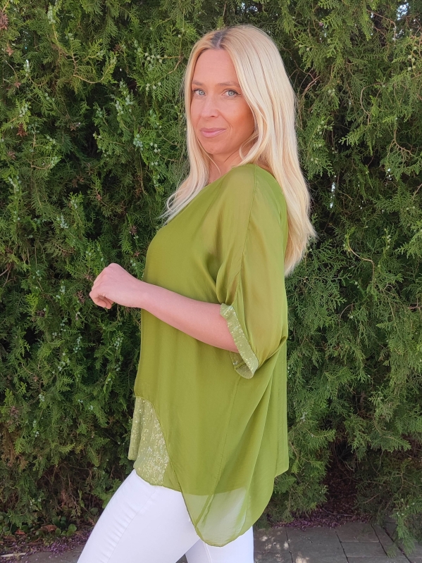  Women's silk blouse in green