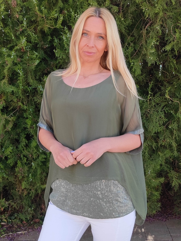  Women's silk blouse in haki