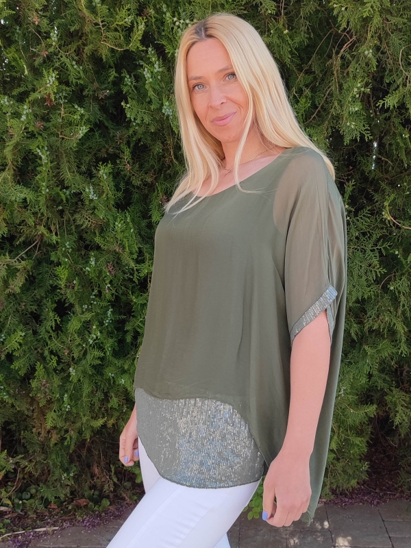  Women's silk blouse in haki