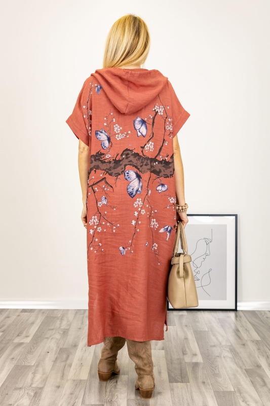 Linen dress with hood 