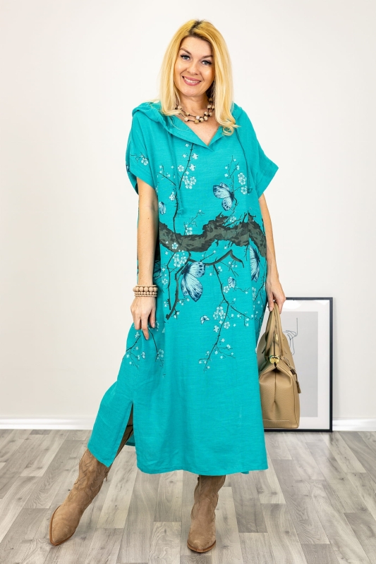Linen dress with hood 