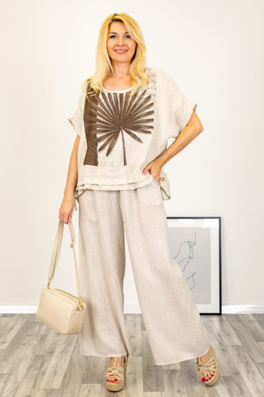  Women's linen blouse in beige 