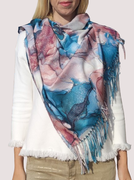 Women's cashmere scarf with marble print
