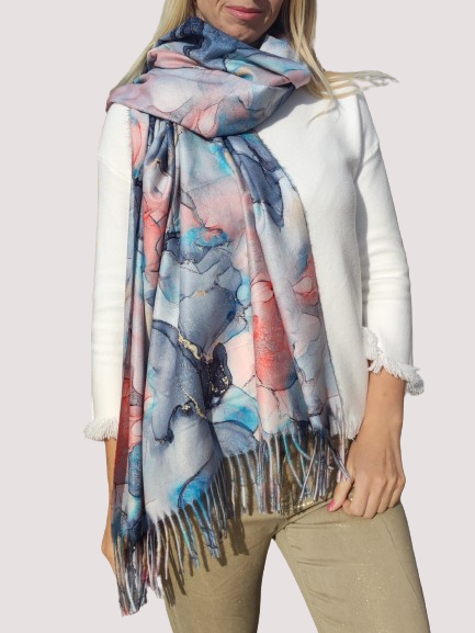 Women's cashmere scarf with marble print