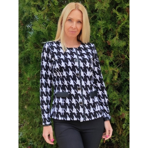 Дамско сако в бяло и черно