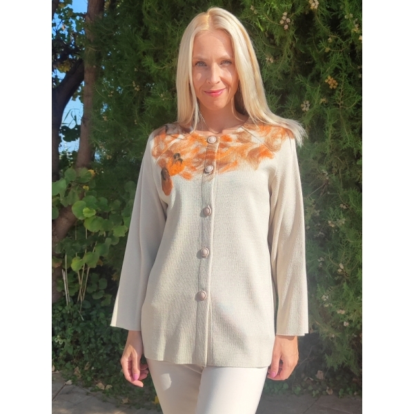 Women's vest in beige with appliqué