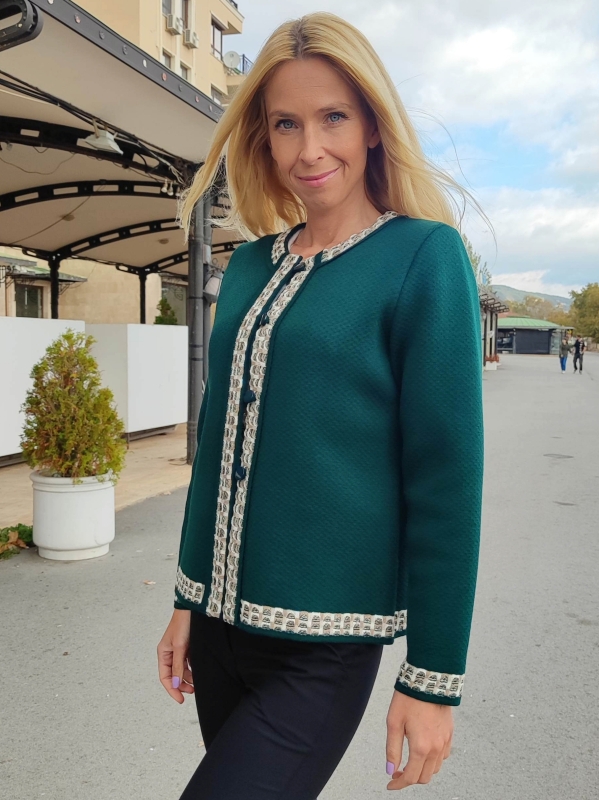 Дамска жилетка в зелено