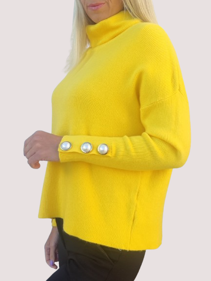 Women's blouse with polo collar in yellow
