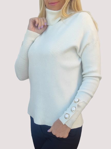 Women's blouse with polo collar in white