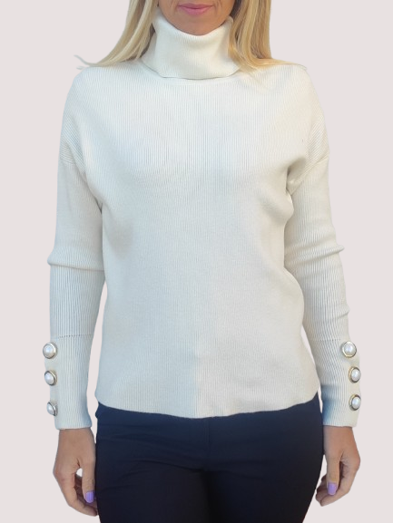 Women's blouse with polo collar in white