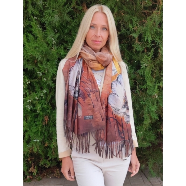 Кашмирен шал с макове