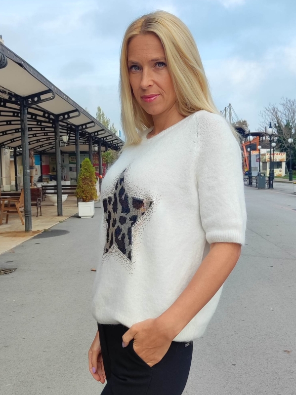 Дамски блуза с алпака в бяло