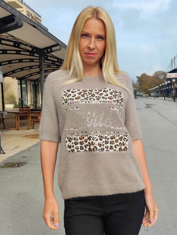 Дамски блуза с алпака в бежово 