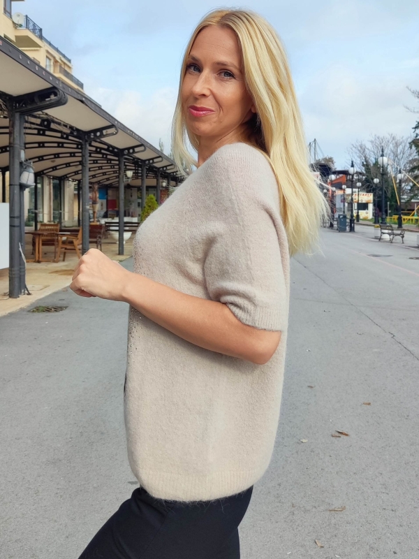 Дамски блуза с алпака в бежово 