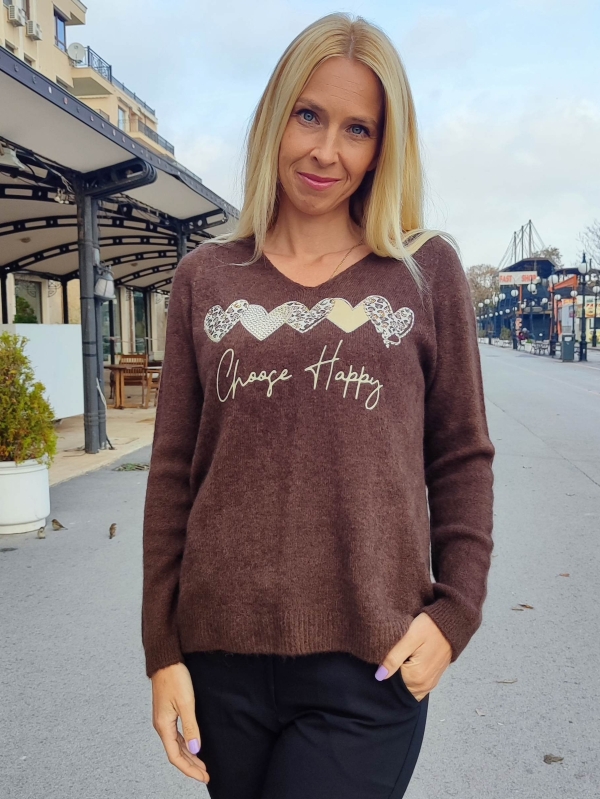 Дамски блуза с алпака в кафяво