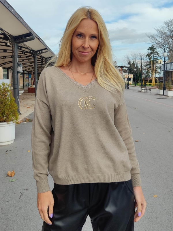 Дамска блуза "CC Chic" в тъмно бежово