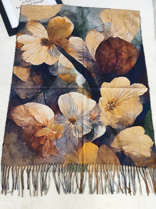 Scarf with floral motifs "Color Palette"