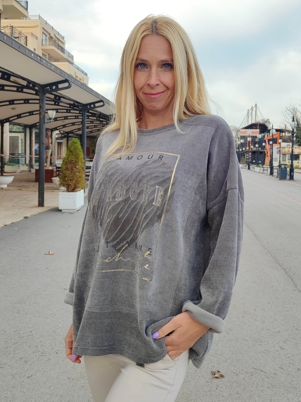 Дамски  пуловер Jadore в сиво