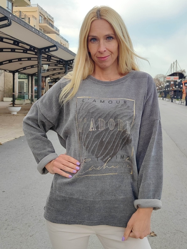 Дамски  пуловер Jadore в сиво