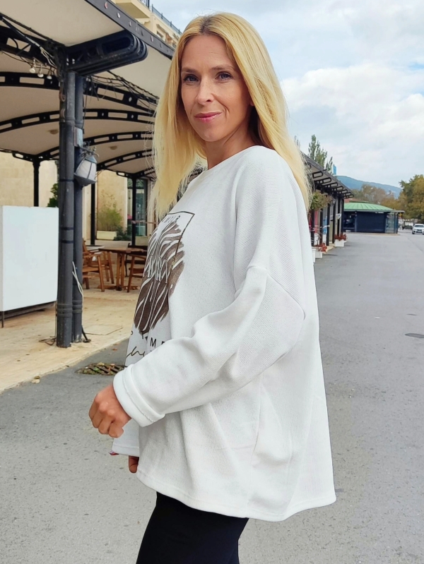 Дамски  пуловер Jadore в бяло