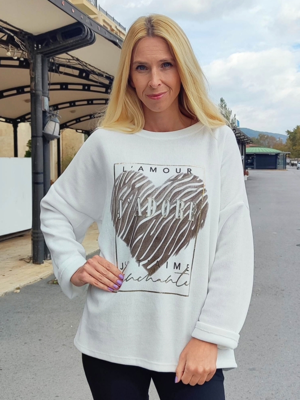 Дамски  пуловер Jadore в бяло