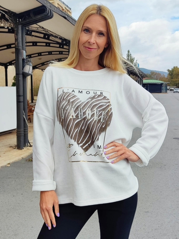 Дамски  пуловер Jadore в бяло