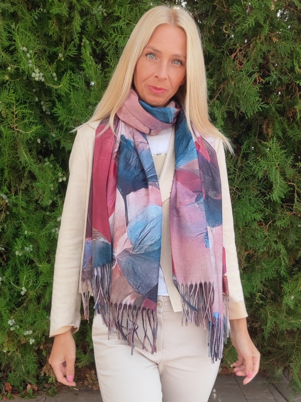 Кашмирен шал „Златна есен“ с артистични цветя