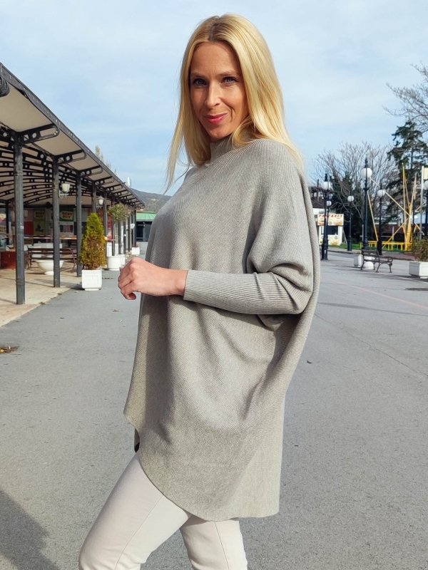 Макси туника Асиметрия в  светло бежово