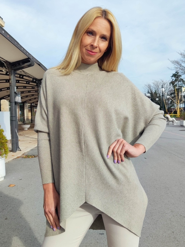 Макси туника Асиметрия в  светло бежово