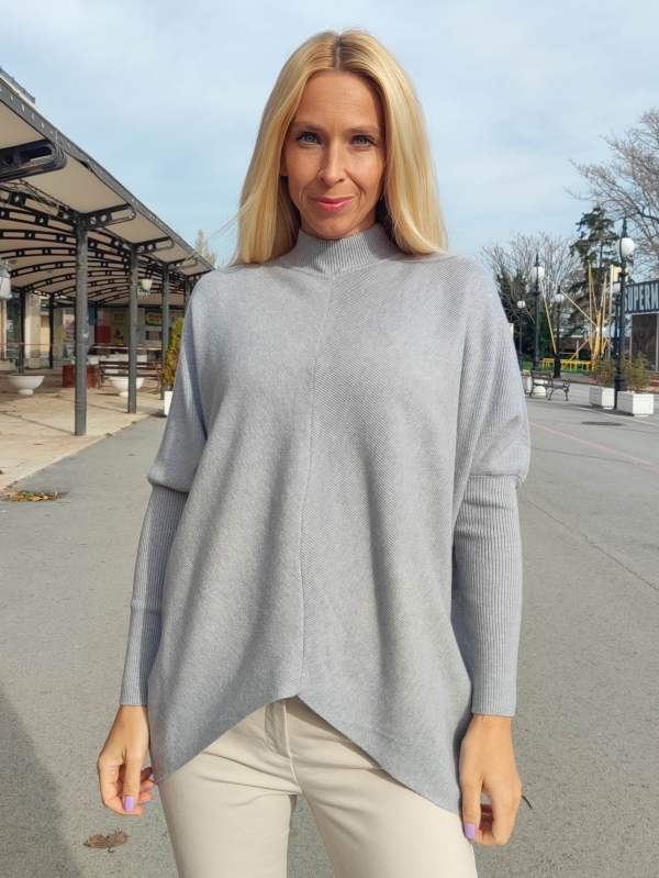 Макси туника Асиметрия в сиво