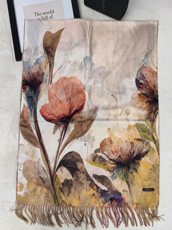 Кашмирен шал „Златна есен“ с артистични цветя