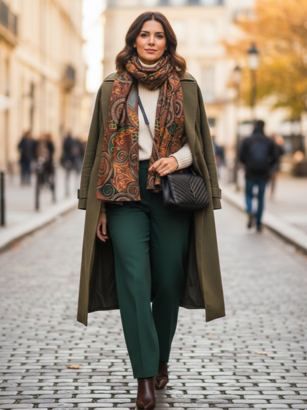 Елегантен Кафяв Шал с Принт - Идеалният Аксесоар за Всеки Сезон
