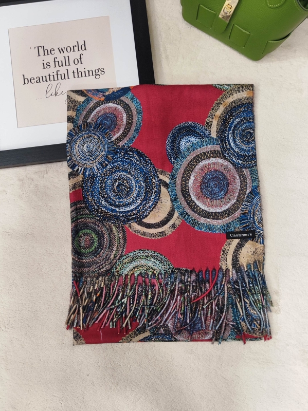 Дамски кашмирен шал на топки в цикламено