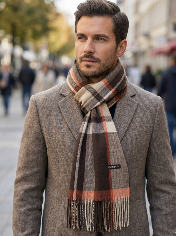 Men's Plaid Cashmere Scarf